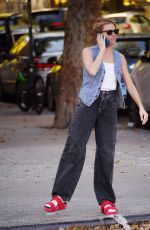 SIENNA MILLER Taking a Phone Call Out in New York 10/27/2022