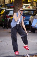SIENNA MILLER Taking a Phone Call Out in New York 10/27/2022