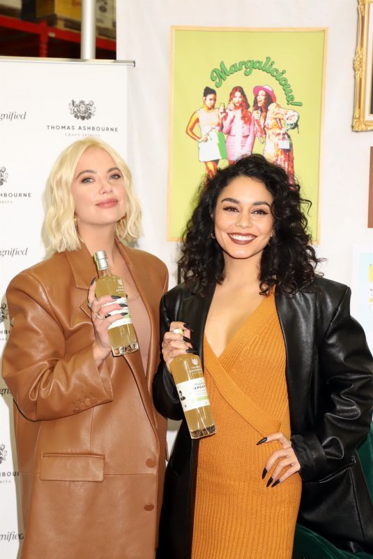 VANESSA HUDGENS and ASHLEY BENSON Sign Bottles of Thomas Ashbourne Craft Spirits in Las Vegas 11/04/2022