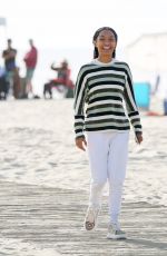 YARA SHAHIDI on the Set of Sitting in Bars Eating Cake at a Beach in Los Angeles 11/17/2022