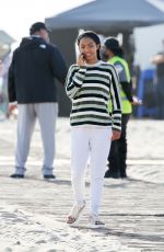 YARA SHAHIDI on the Set of Sitting in Bars Eating Cake at a Beach in Los Angeles 11/17/2022