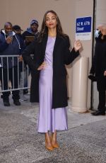 ZOE SALDANA Arrives at Kelly and Ryan to Promotes Avatar: The Way of Water in New York 11/28/2022