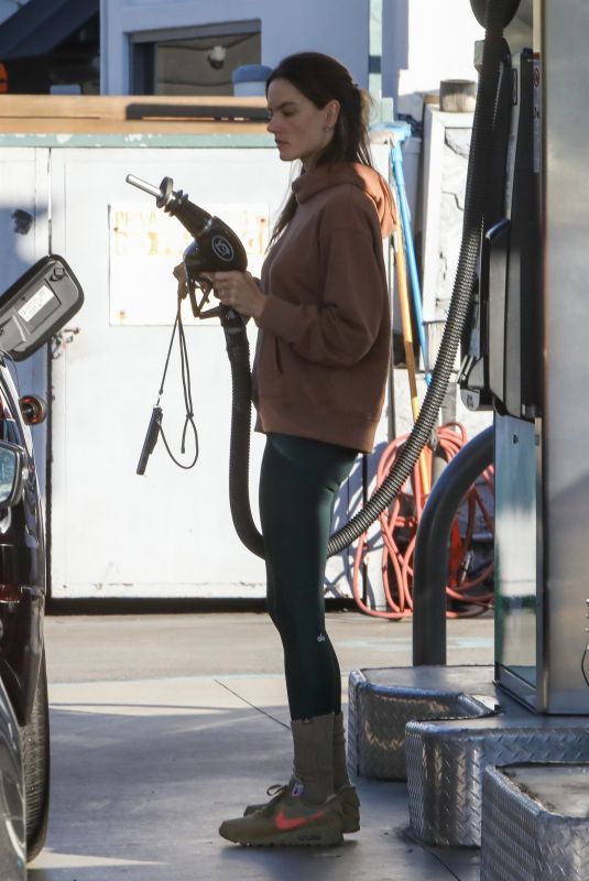 ALESSANDRA AMBROSIO at a Gas Station in Brentwood 12/14/2022
