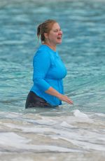 AMY SCHUMER Splashing Around in Sea at a Beach in Saint Barts 12/26/2022