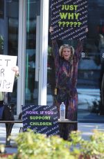 ANNALYNNE MCCORD at a Protest at Balenciaga Store in Beverly Hills 12/03/2022
