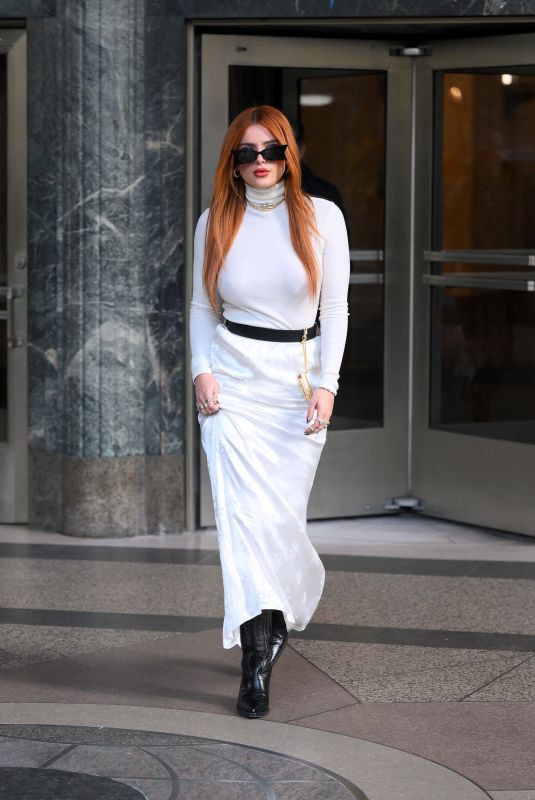 BELLA THORNE Leaves an Office Building in New York 12/05/2022
