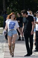 BELLA THORNE Out at a Beach in Miami 12/04/2022