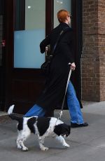 CHRISTINA HENDRICKS Out with Her Dog in New York 12/03/2022