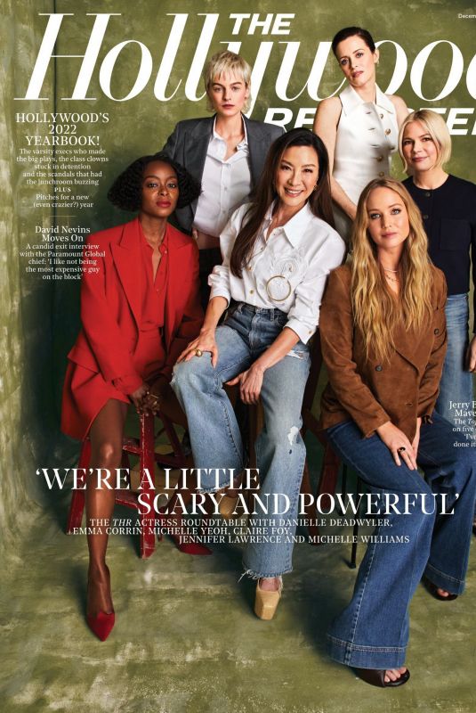 JENNIFER LAWRENCE, MICHELLE WILLIAMS and CLAIRE FOY in The Hollywood Reporter, December 2022