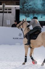 JOYCE BONELLI on Horseback for Snow Polo in Aspen 12/20/2022