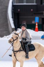 JOYCE BONELLI on Horseback for Snow Polo in Aspen 12/20/2022