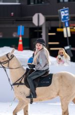 JOYCE BONELLI on Horseback for Snow Polo in Aspen 12/20/2022