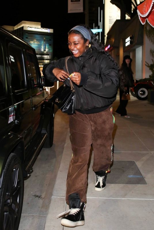 JUSTINE SKYE Out for Dinner in West Hollywood 12/08/2022