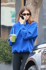 KAIA GERBER in Blue Hoodie and Yoga Pants Out in Los Feliz 12/22/2022