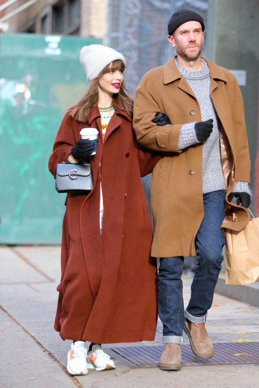 LILY COLLINS and Charlie Mcdowell Out Shopping in New York 12/12/2022