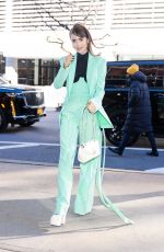 LILY COLLINS Arrives at Drew Barrymore Show in New York 12/14/2022