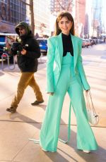 LILY COLLINS Arrives at Drew Barrymore Show in New York 12/14/2022