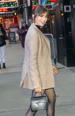 LILY COLLINS Arrives at Good Morning America in New York 12/12/2022