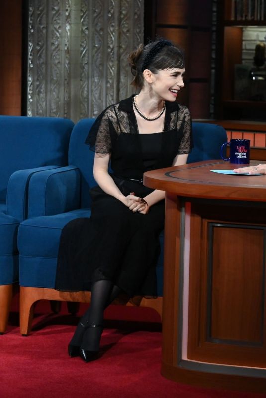 LILY COLLINS at Late Show with Stephen Colbert 12/12/2022