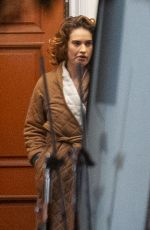 LILY JAMES on the Set of The Iron Claw in Louisiana 11/29/2022