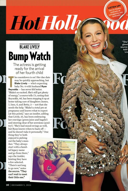 Pregnant BLAKE LIVELY in Us Weekly, December 2022
