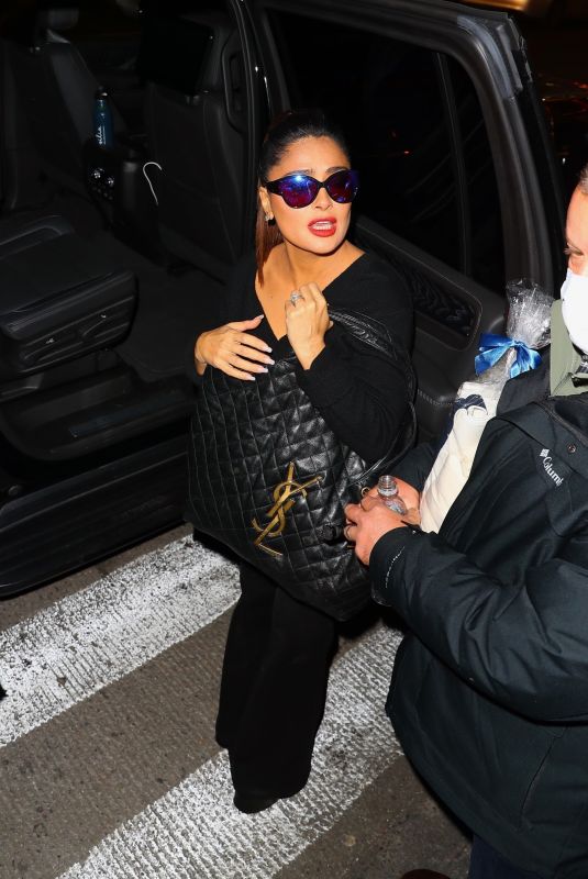 SALMA HAYEK Arrives at Jimmy Fallon Show in New York 12/14/2022