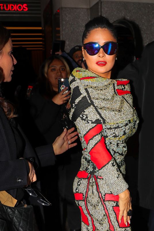 SALMA HAYEK Arrives at Tonight Show Starring Jimmy Fallon in New York 12/14/2022
