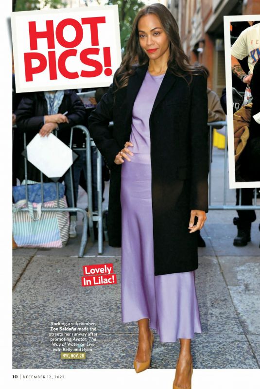 ZOE SALDANA in Us Weekly, December 2022