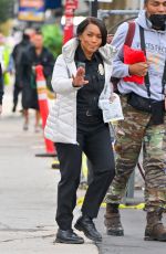 ANGELA BASSETT in a Police Officer Uniform on the Set of 9-1-1 in Los Angeles 01/23/2023