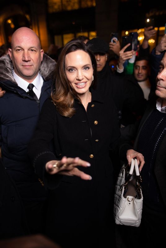 ANGELINA JOLIE Arrives at Guerlain Boutique at Champs Elysees in Paris 01/30/2023