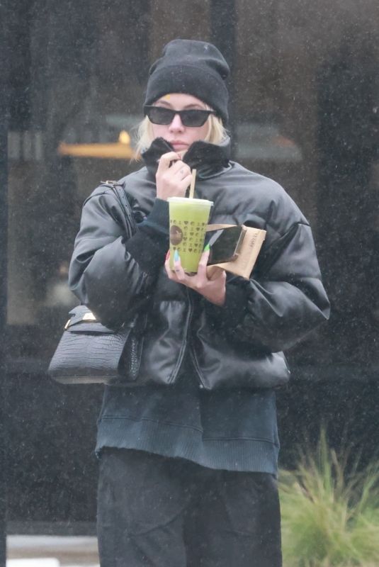 ASHLEY BENSON Out for Morning Green Juice in Los Angeles 01/10/2023