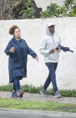 BRIDGID COULTER and Don Cheadle Out Jogging in Los Angeles 01/03/2023