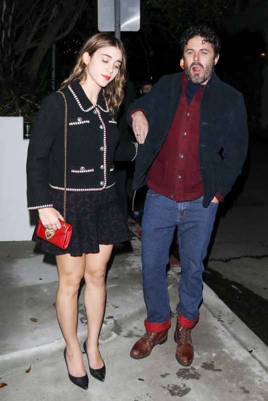 CAYLEE COWAN and Casey Affleck Arrives at a Golden Globe Afterparty in Los Angeles 01/10/2023