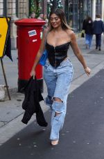 CHLOE FERRY in Ripped Denim and Leather Corset Out in Newcastle 01/28/2023