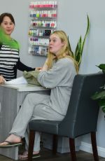 ELLE FANNING at a Nail Salon in Los Angeles 01/14/2023