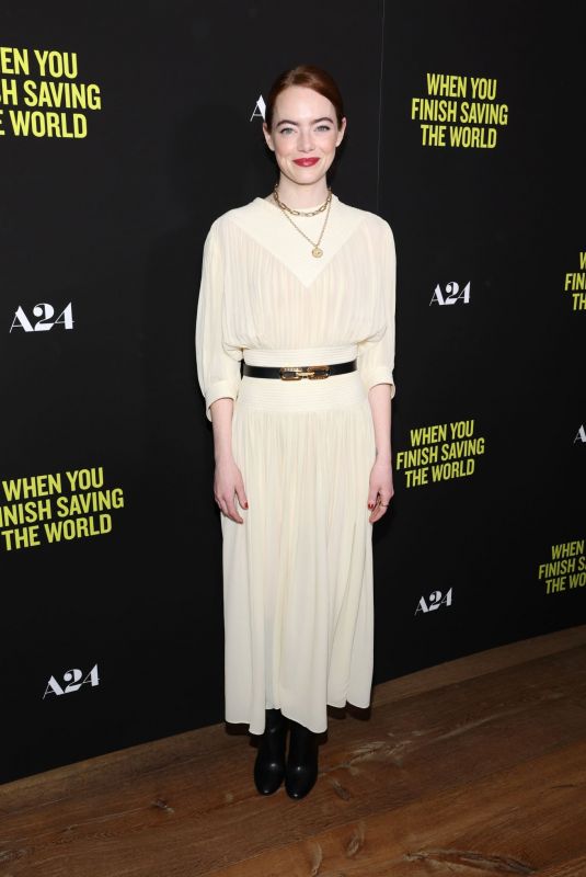 EMMA STONE at When You Finish Saving the World Screening in New York 01/12/2023