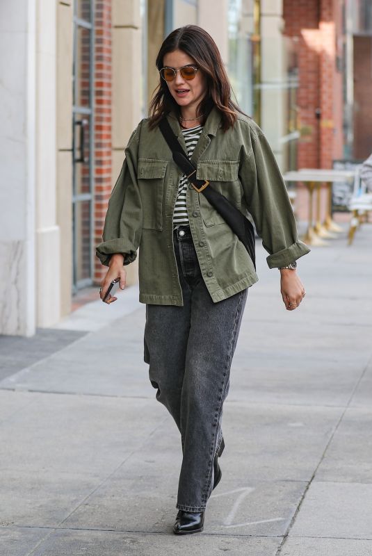 LUCY HALE Heading to a Business Meeting in Beverly Hills 01/12/2023