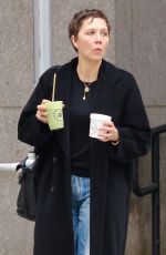MAGGIE GYLLENHAAL out for Healthy Protein Green Juice and a Fruit Granola Snack in New York 01/02/2022