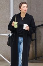 MAGGIE GYLLENHAAL out for Healthy Protein Green Juice and a Fruit Granola Snack in New York 01/02/2022