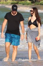 NABILLA BENATTIA and Thomas Vergara Out at a Beach in St Barthelemy 12/30/2022