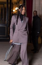 NAOMI CAMPBELL Leaves hotel La Reserve at Paris Fashion Week 01/21/2023