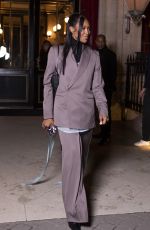 NAOMI CAMPBELL Leaves hotel La Reserve at Paris Fashion Week 01/21/2023