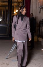 NAOMI CAMPBELL Leaves hotel La Reserve at Paris Fashion Week 01/21/2023