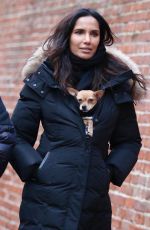 PADMA LAKSHMI Out with Her Dog Divina in New York 01/14/2023