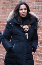 PADMA LAKSHMI Out with Her Dog Divina in New York 01/14/2023