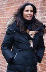 PADMA LAKSHMI Out with Her Dog Divina in New York 01/14/2023