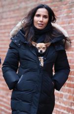 PADMA LAKSHMI Out with Her Dog Divina in New York 01/14/2023