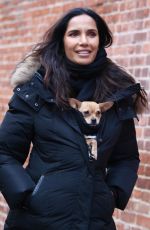 PADMA LAKSHMI Out with Her Dog Divina in New York 01/14/2023