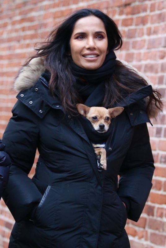 PADMA LAKSHMI Out with Her Dog Divina in New York 01/14/2023