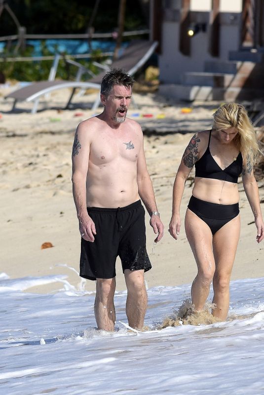RYAN SHAWHUGHES and Ethan Hawke on the beach in St Barts 01/01/2023